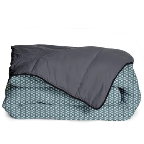 Bleu Calin Couette Imprimée Chaude Soumaya 220x240cm Lit 2 Places - Microfibre - Édredon 350g/m² - Fabriqué en France, Certifiée Oeko-Tex - Bleu Paon/Gris...