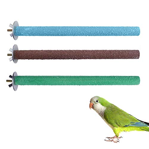 SUNSHINETEK Bird Perches 3 Pack Parrot Paw Grinding Toy perches Pet Bite Chew Stand (Madera + Esmeril) Cover