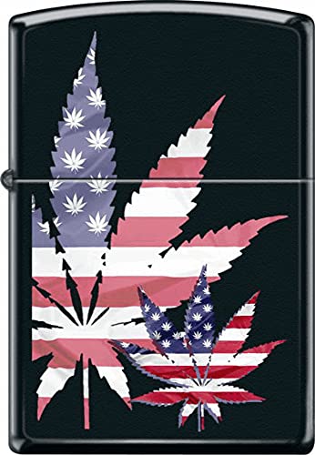 Encendedor Zippo Negro Mate USA Leaf miniatura 1