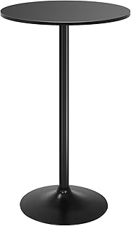 Round Bar Table 40" Height Modern High Top Pub Table with Solid Top & Sturdy Metal Base, Cocktail Table for Bistro, Home, Kitchen or Dining Room, Black