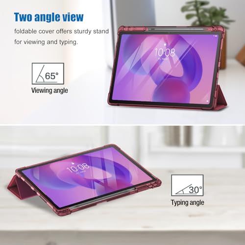 Image of ProCase Smart Case for 2025 Lenovo Idea Tab Plus 12.1 Inch /Tab K12, Red | Slim Light Cover Trifold Stand Hard Shell Folio Smart Protective Case for Idea Tab Plus /Tab K12 (TB361FU /TB361ZU)
