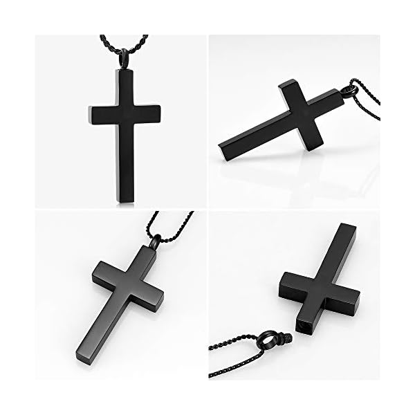Imrsanl-Crystal-Cross-Necklace-for-Ashes-Stainless-Steel-Keepsake-Cremation-Jewelry-Religious-Cross-Memorial-Urn-Necklace-for-Pet-Human-Ashes-Pendant Imrsanl Crystal Cross Necklace for Ashes - Stainless Steel Keepsake Cremation Jewelry - Religious Cross Memorial Urn Necklace for Pet Human Ashes Pendant (Black)
