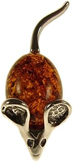 SA Brooches Baltic Amber and Sterling Silver 925 Cognac Mouse Brooch pin Jewellery Jewelry