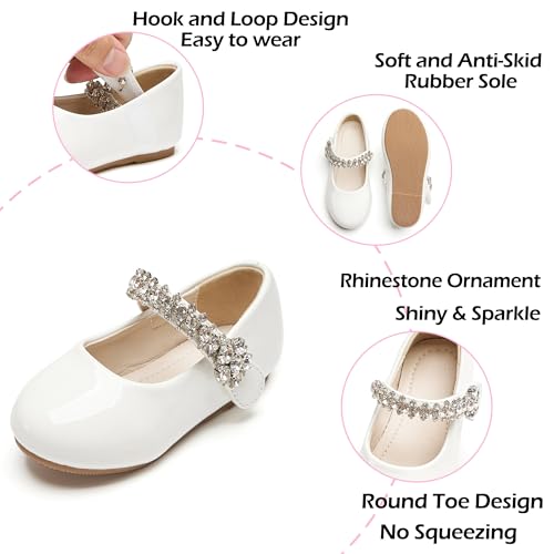 Image of PHIRAMIN Toddler Flower Girl Glitter Dress Shoes Little Girl Ballet Flats Bow Wedding Party