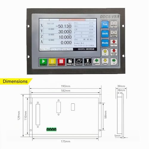 RATTMMOTOR Système de contrôle CNC 4 axes Mise à niveau DDCS V3.1, PLC CNC Système de contrôleur de mouvement hors ligne G Code TFT Écran lecture 24 V CC pour fraisage CNC – vue 2