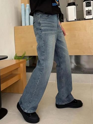Image of KOTTY Men's Bell Bottom Jeans || Bootcut Denim | Wide Leg Flared Jeans for Men || High Waist Stretchable Retro Fit || Cotton for College Casual