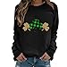 St. Patrick's Day Damen Hemden Oberteile Kleidung Ohne Kapuze Damen Irish Clover Print Grünes Grün Shamrock Print Hemden Kleeblatt Jumper Briefdruck Rundhals Pullover Lockere Festlich Oberteile