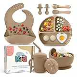 Coffret Repas Bebe en Silicone, Set Vaisselle 1er Age Complet, Idée Cadeau Naissance Béb...