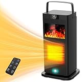 【新登場・冬 セラミックヒーター 3D疑似炎 】1秒速暖 暖炉型電気ファンヒーター【人感センサー機能 1500W 大風量即暖】セラミックファンヒーター リモコン付き ECO知能恒温 暖房器具 省エネ 4段階切替 12時間タイマー 90°自動首振り 転倒OFF 切り忘れ防止 過熱保護 静音 足元暖房 脱衣所/トイレ/洗面所/寝室/書斎/部屋/リビング PSE認証済み プレゼント