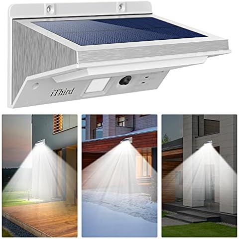 iThird Solar Lights Outdoor Motion Sensor, LED Solar Powered Outdoor Lights Stainless Steel Solar Security Lights for Yard Patio Garage Porch Waterproof 3 Modes Flood Light Super Bright(Daylight) Cover