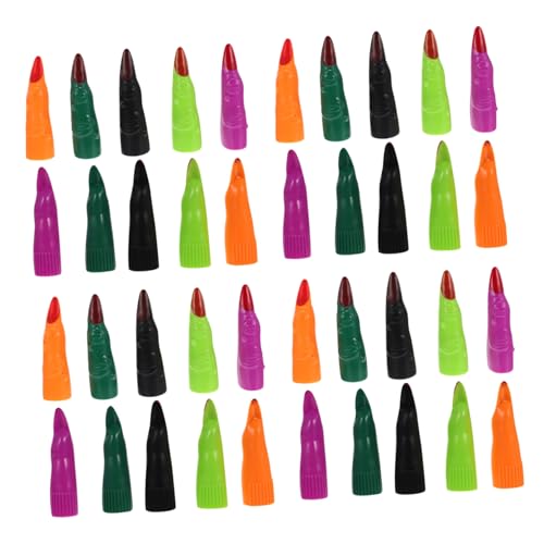 ibasenice 50pcs Witch Fingernail Covers Halloween Witch Fingers Fake Nails Cosplay Props Halloween Decorations
