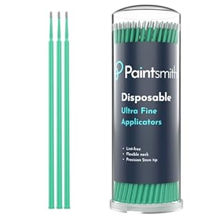 Paintsmiths Car Touch Up Microbrushes - Ultra Fine Applicators for Car Scratch Repair - Lint Free - Flexible Neck for Precise Application - 100 Pack with Storage Tube