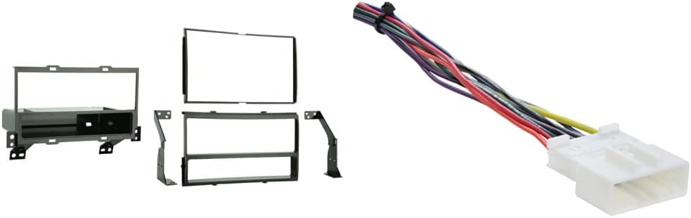 Metra 99-7422 Single DIN/Double DIN Installation Kit for 2007 Nissan Sentra (Black) & Wiring Harness for Nissan 2007-Up/Select Subaru 2008-Up