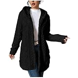 Generisch Chaqueta de invierno para mujer, cálida y elegante: chaqueta de forro polar con capucha, chaqueta de entretiempo, tallas grandes, chaqueta de invierno con botones, chaqueta con capucha