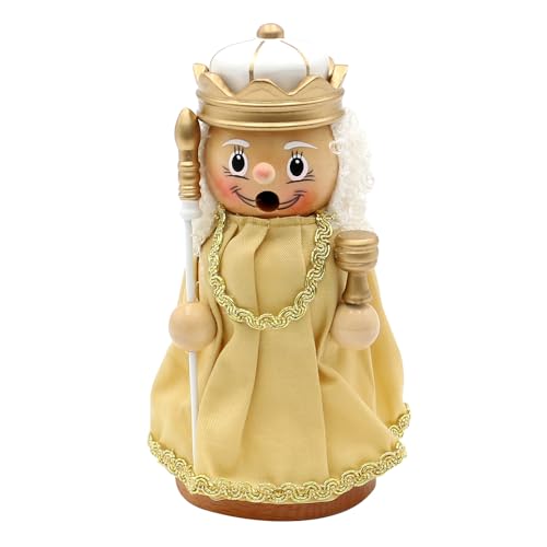 Dekohelden24 Holz Räuchermann, Räucherfigur, Rauchfigur, Räuchermännchen als Märchenfigur Königin mit Zepter und Kelch in Gold, L/B/H 8 x 8 x 13 cm.
