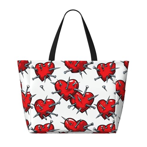 Tranquil Nighttime Print 28L Large Beach Tote Bag, 7 Pockets Waterproof Travel Shoulder Bag, Gym Oversized Tote2