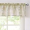 FMFUNCTEX Beige White Valance Curtains for Windows Print Blossom Sunlight Filtering Window Panels for Cafe Natural Themed Valance Drapes 1 Panel 54W x 15 L