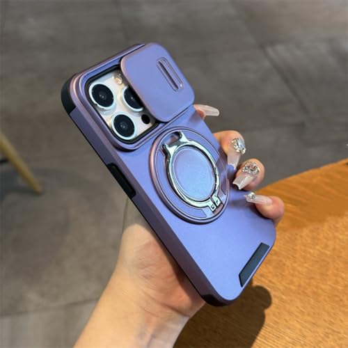 Protection appareil photo iPhone 14 Plus antichoc avec anneau magnétique violet foncé