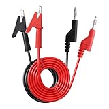 TUNOTYUE 2 Stücke 1m 16AWG 15A Multimeter Messleitungen, 4mm Stapelbarer Bananenstecker zu Krokodilklemme Testkabel, für Multimeter Elektrische Prüfung, Rot/Schwarz