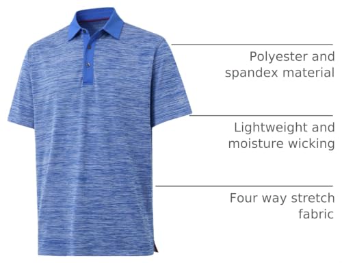 M MAELREG Polo para hombre de manga corta, rendimiento casual, absorbe humedad, mezcla Heather Pique miniatura 4