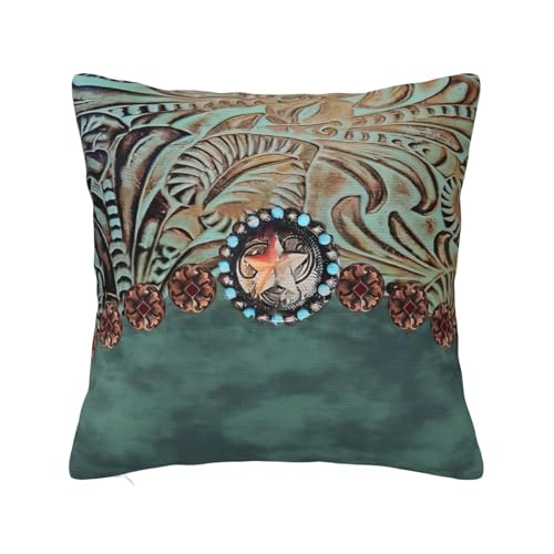 Primitive-Rustic-Cowboy-Cowgirl-Western-Country-Teal-Green-Leather-Throw-Pillow-Cushion-Cover-Decorative-Square-Accent-Pillow-Case-White Primitive Rustic Cowboy Cowgirl Western Country Teal Green Leather Throw Pillow Cushion Cover Decorative Square Accent Pillow Case White