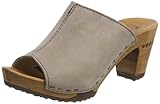 Clogs, Leder, Holzschuh, Holzsohle, Stone, Grau, Gr., 41, Fell, woody, Handarbeit