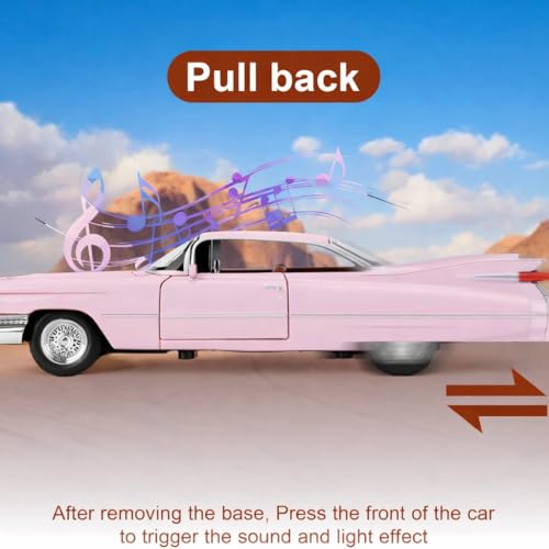 Image of FEXXA 1:32 Scale Die Cast Eldorado Cadillac Exclusive Alloy Metal Pull Back Die-cast Car Model with Sound Light Mini Auto Toy for Kids Metal Model Toy Car with Sound and Light? (1.32 Eldorado-Pink)