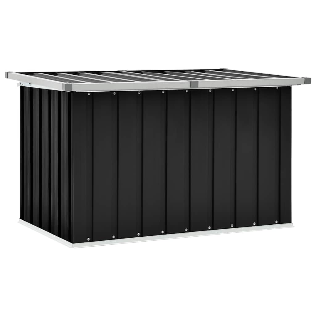 Caja de jardín antracita 109 x 67 x 65 cm – Caja de almacenamiento de acero galvanizado, con tapa, robusta caja de almacenamiento para cojines y accesorios de jardín