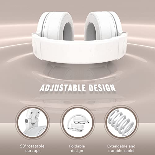 Over-Ear Headphones, Wired Foldable Headsets With 50Mm Neodymium Drivers And Stereo Sound, Powerful Bass Headphones With Protein Memory Foam Ear Pads For Electric Drum Piano Guitar Amp (Silver) #TOP5