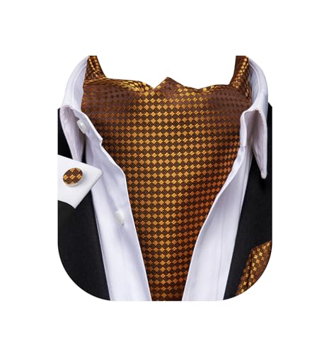 Image of Dubulle Paisley Floral Ascot for Men Self Tie Mens Cravat and Pocket Square Cufflinks Wedding