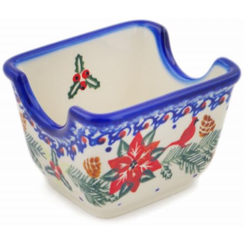 Authentic Polish Pottery Sugar Packet Holder Signature UNIKAT in Cardinal's Home Design Handmade in Boles?awiec Poland by Ceramika Bona + Certificate of Authenticity
