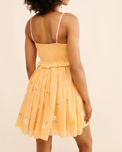 Image of ROAONOCOMO Women Boho Graffiti Cami Mini Dress Spaghetti Strap Printed A Line Short Dress Cute Colorful Sundress