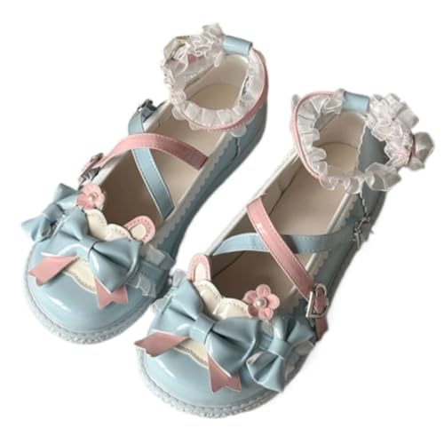 ZQW Cute Retro Mary Jane Shoes for Women Kawaii Lolita Platform Heels Chunky Round Toe Comfy Flats Casual Cosplay Costume