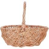 Didiseaon Cesta Tejida a Mano de Ratán Pequeña Ovalada 27 CM para Picnic y Cocina Cesta Cosecha para Frutas y Verduras y Portátil para Exteriores