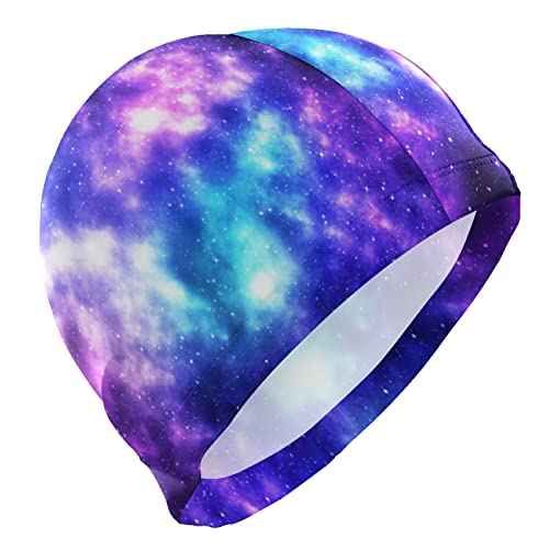 Dallonan Swimming Cap Starry Sky Galaxy Universe Stars Unisex Adult Swim Cap Polyester