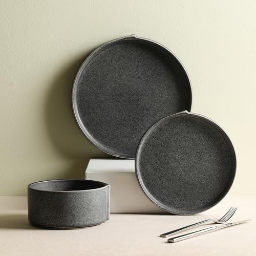 Stone Lain Bao 12-Piece Charcoal Stoneware Dinnerware Set