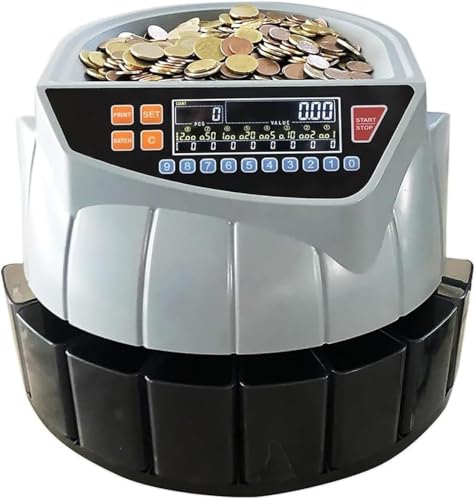 Máquina clasificadora electrónica de monedas con pantalla LED, 8 contenedores de monedas, 216 monedas por minuto, conteo y clasificación, modo de adición y lote para negocios y tiendas