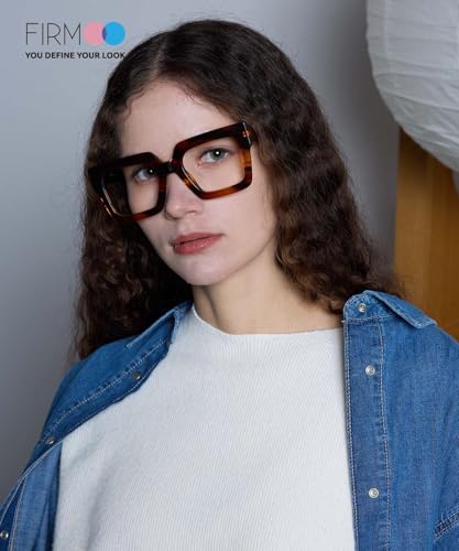 Image of Firmoo Oversized Square Blue Light Blocking Glasses for Women /Men, Stylish Computer Eyeglasses Anti Headaches,Acetate