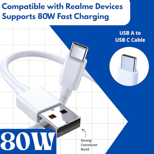 Image of 80W USB Type C Mobile Data Cable |Compatible For Vivo V30 /V29 /V28 /V27 /V25 /V23e /V23 pro /V21 5G /Iqoo Neo 9 pro /12 5G /Neo 7 pro /Z7 /Z7S /Z6 Lite /11 /Z6 44W /T2| For iQOO | Original Fast Charging
