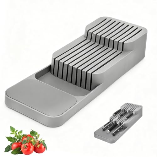 Messerblock Schublade,Zweistufiger Messer Organizer Schublade,Messerblock ohne Messer,Universeller Messerhalter Messer Schubladeneinsatz für bis 18...