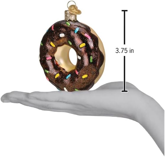 Miniatura 3 de Old World Christmas Adorno soplado de vidrio de dona esmerilado de chocolate para árbol de Navidad