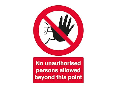 The Workplace Depot No Unauthorised Persons Prohibition Sign – 300 x 200 mm, Rigid PVC or Self-Adhesive Vinyl – Restricted Area Sign for Offices, Warehouses, Construction Sites (Vinyl (Self Adhesive))