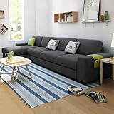 FURNY Junnoy 5 Seater Fabric LHS Sectional L-Shape Sofa Set