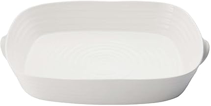 Portmeirion Sophie Conran Collection Handled Rectangular Roasting Dish (White, Large) Microwave, Dishwasher, Freezer and Oven Safe - Made in England