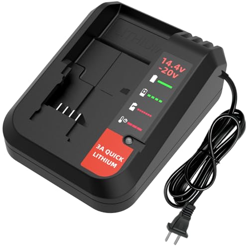 3.0A Fast Charger Replacement for Black and Decker 20V MAX Lithium Battery Charger BDCAC202B Rapid Charger Compatible with Porter Cable 20V Battery LBXR20 LB2X4020 PCC692L