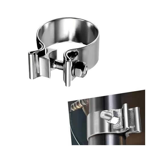 yorpyep 1 PC Exhaust Clamp, 2.5" Narrow Band Muffler Clamp for Pipes Mufflers Catalytic Converters, Stainless Steel Sealing Vehicle Exhaust Connection Clip, Universal for Most Cars (Silver)