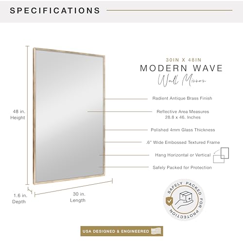 Image of MCS Micro Rope Front Loaded Wall Mirror, (30x48, Tarnished Brass)