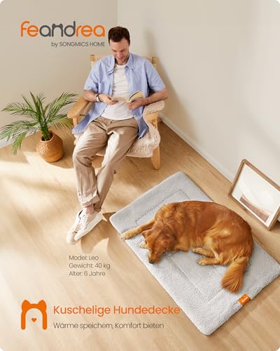 Feandrea Hundedecke, Haustier Decke, für Hunde, Katzen, 120 x 75 cm, XXL, maschinenwaschbar, trocknergeeignet, rutschfest, hellgrau PPB021G01