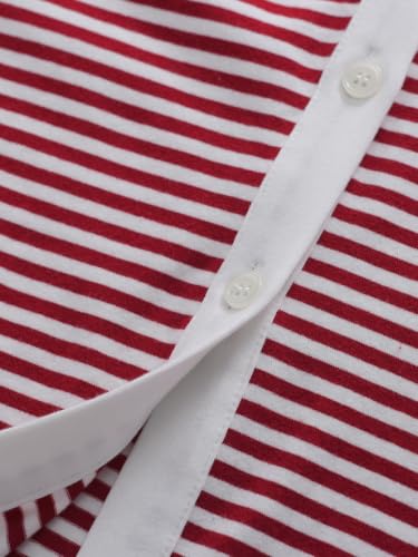 Image of Latuza Women's Petite Cotton Pajama Set Striped Button Down Pjs