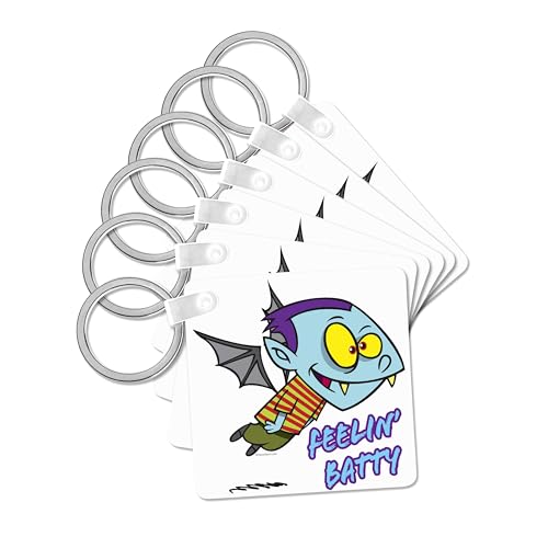 3dRose, Feeling Batty Funny Vampire Kid Toon, set of 6 Key Chains